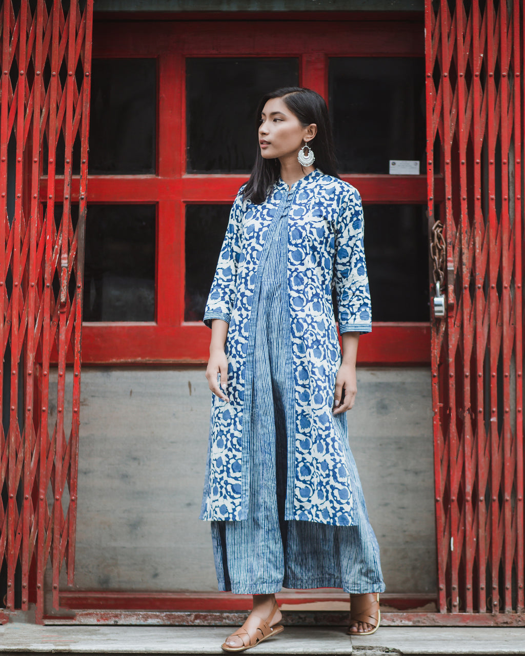 Dabu Print Indigo Suit Dress