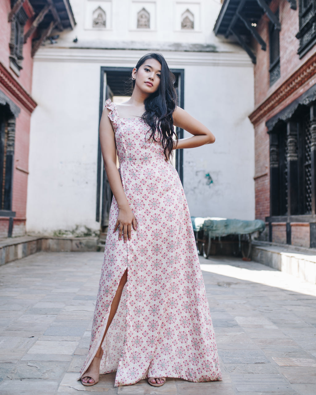 Mandala Pink Slit Dress