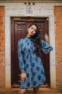 Milk Dabu Indigo Print Dress