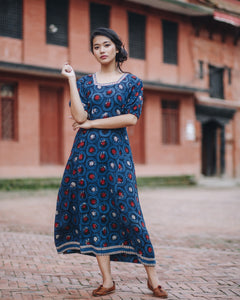 Bagru Dabu Print Midi Dress